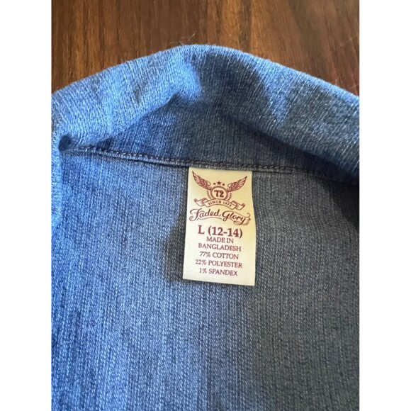 Faded Glory Button Down Classic Trucker Jean Jacket Large Stretch Classic - Picture 6 of 9
